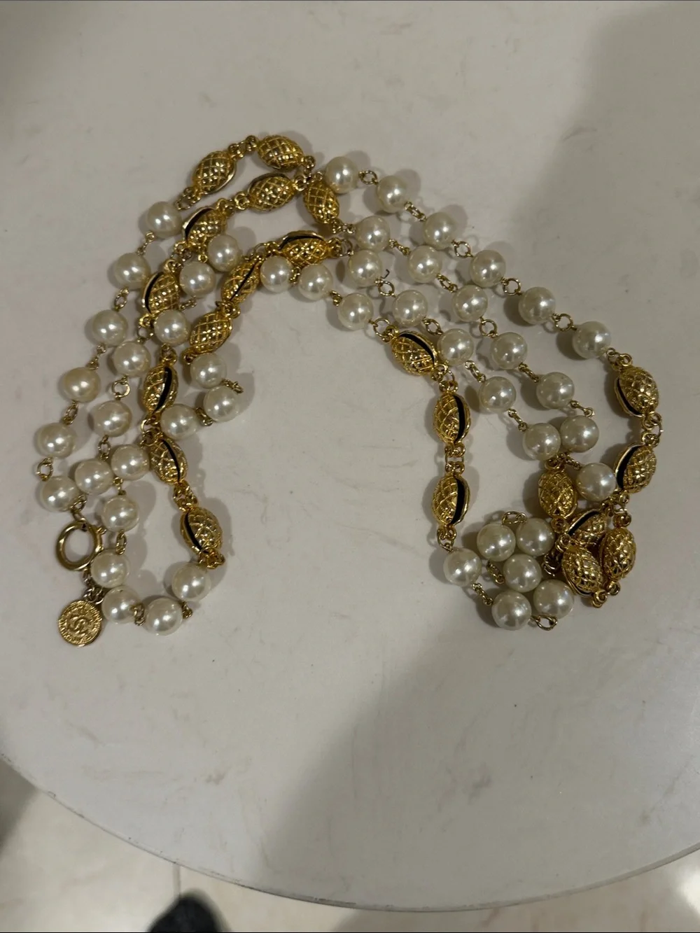 Chanel Gold  and White Vintage Pearl Necklace - Timeless Layered Style